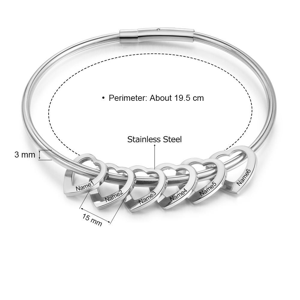 Heart On My Sleeve - 6 Name Customized Bracelet-Customized Jewel