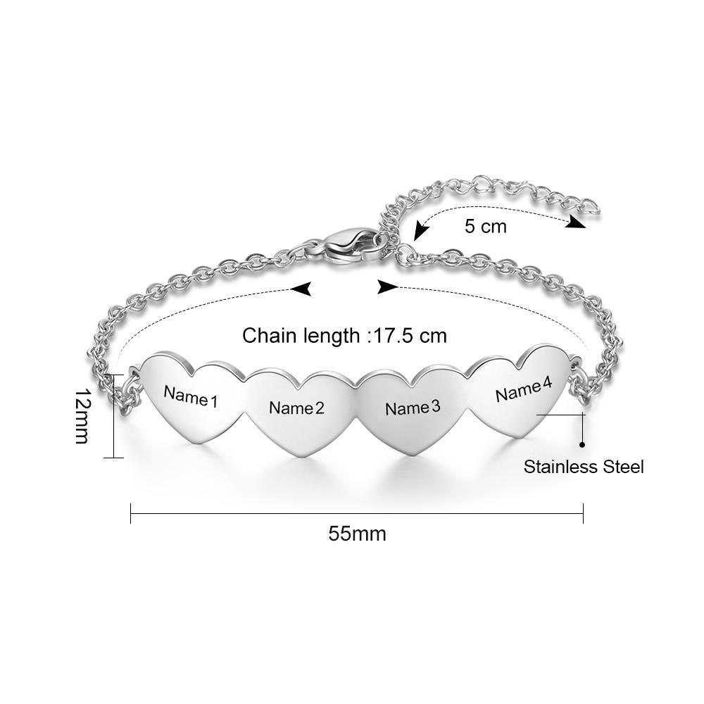 Chain Of Love - 4 Custom Name Sterling Silver Chain Bracelet-Customized Jewel