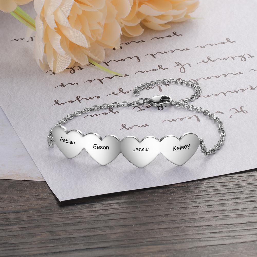 Chain Of Love - 4 Custom Name Sterling Silver Chain Bracelet-Customized Jewel