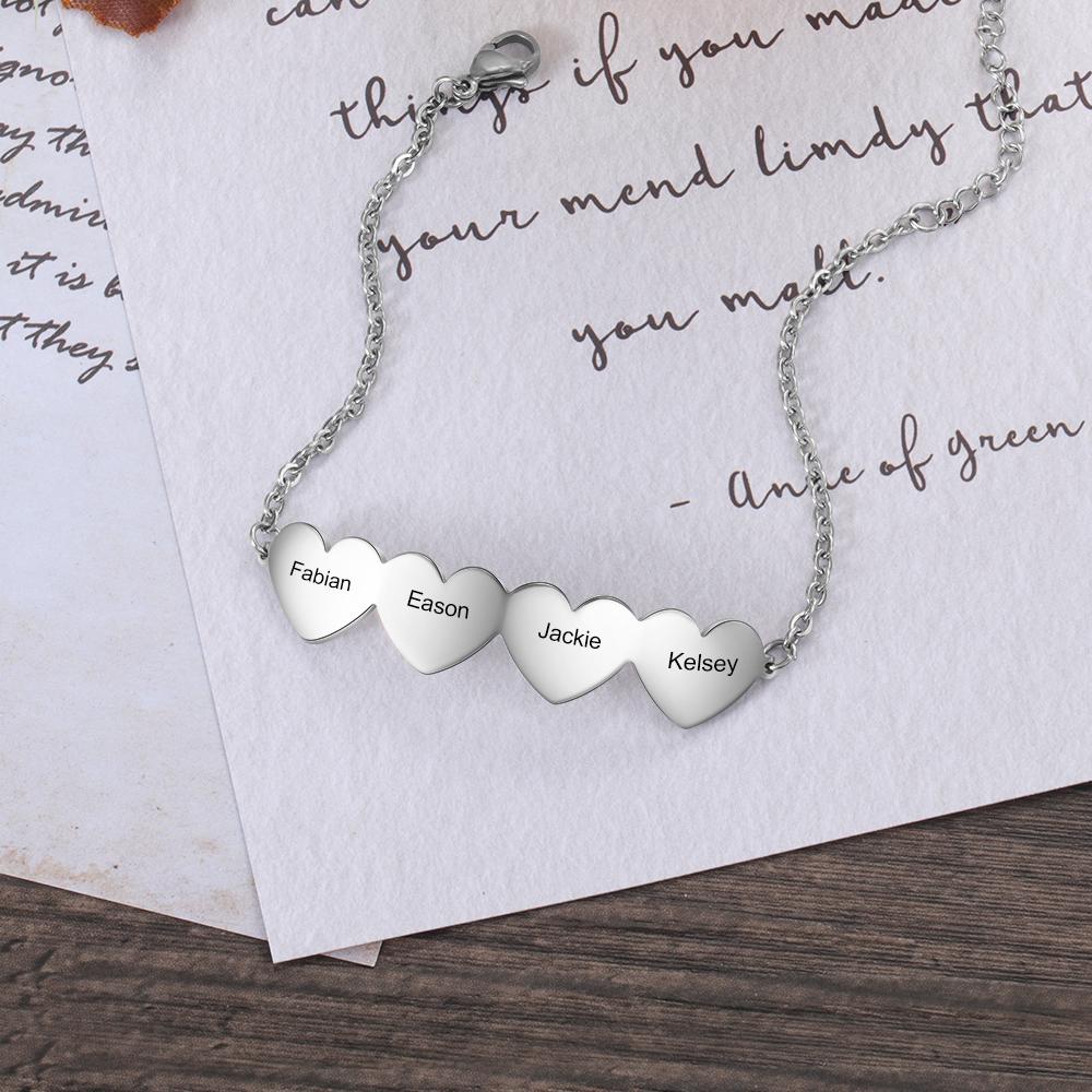 Chain Of Love - 4 Custom Name Sterling Silver Chain Bracelet-Customized Jewel