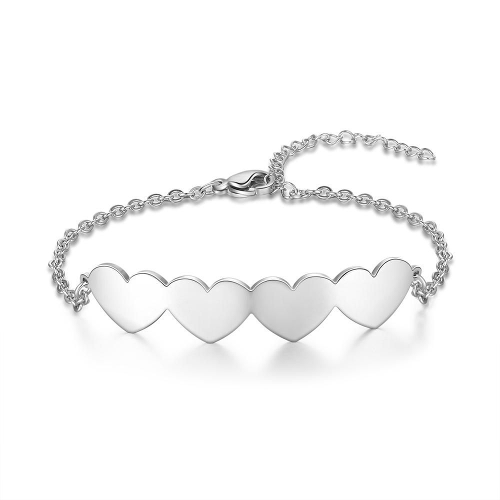 Chain Of Love - 4 Custom Name Sterling Silver Chain Bracelet-Customized Jewel