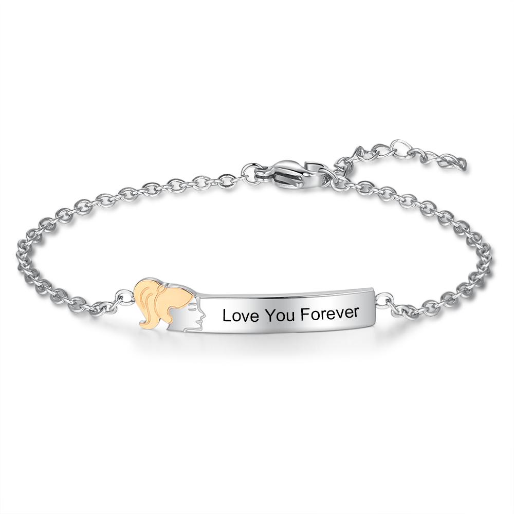 Custom Ponytail Sister Tag Chain Bracelet-Customized Jewel