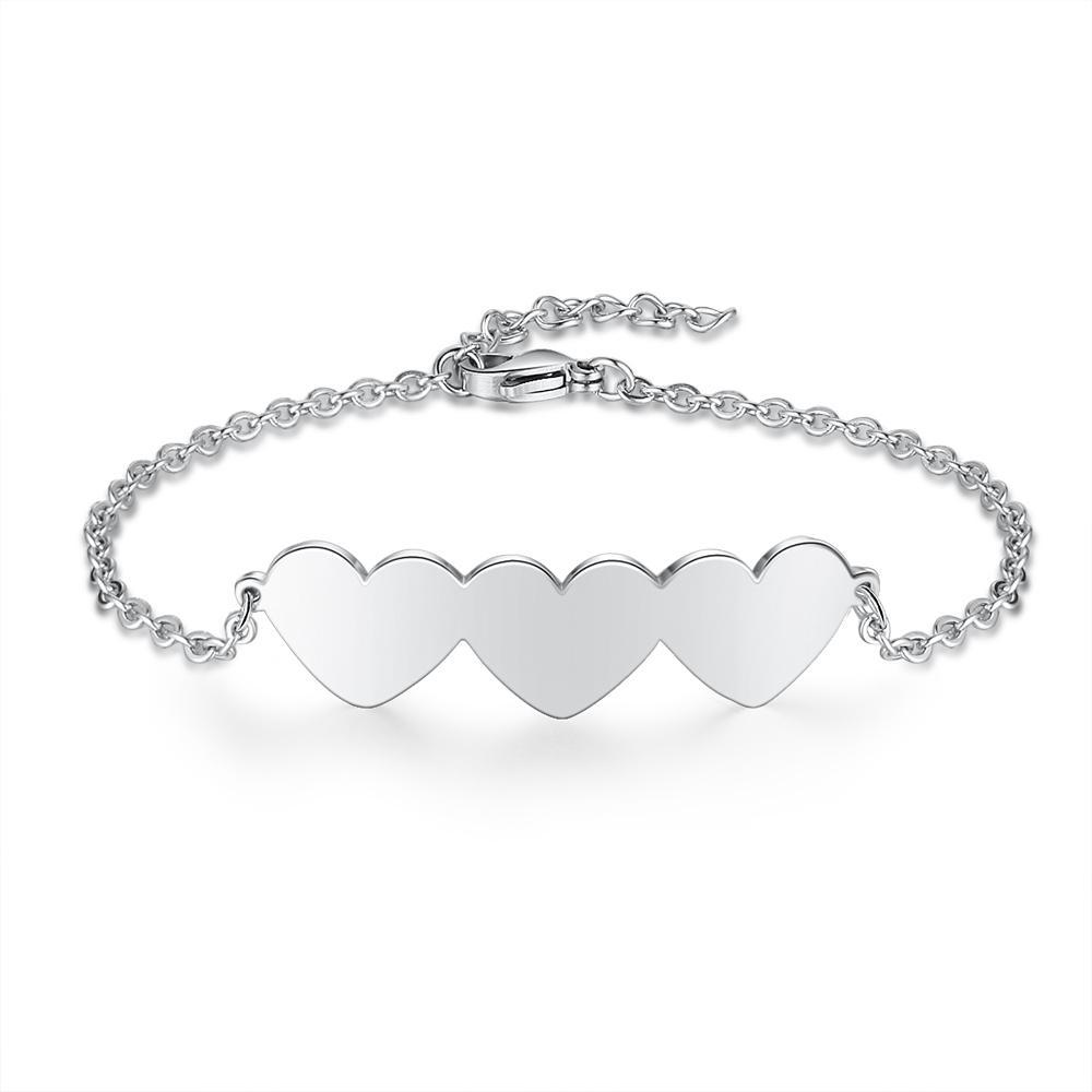 Chain Of Love - 3 Custom Name Sterling Silver Chain Bracelet-Customized Jewel