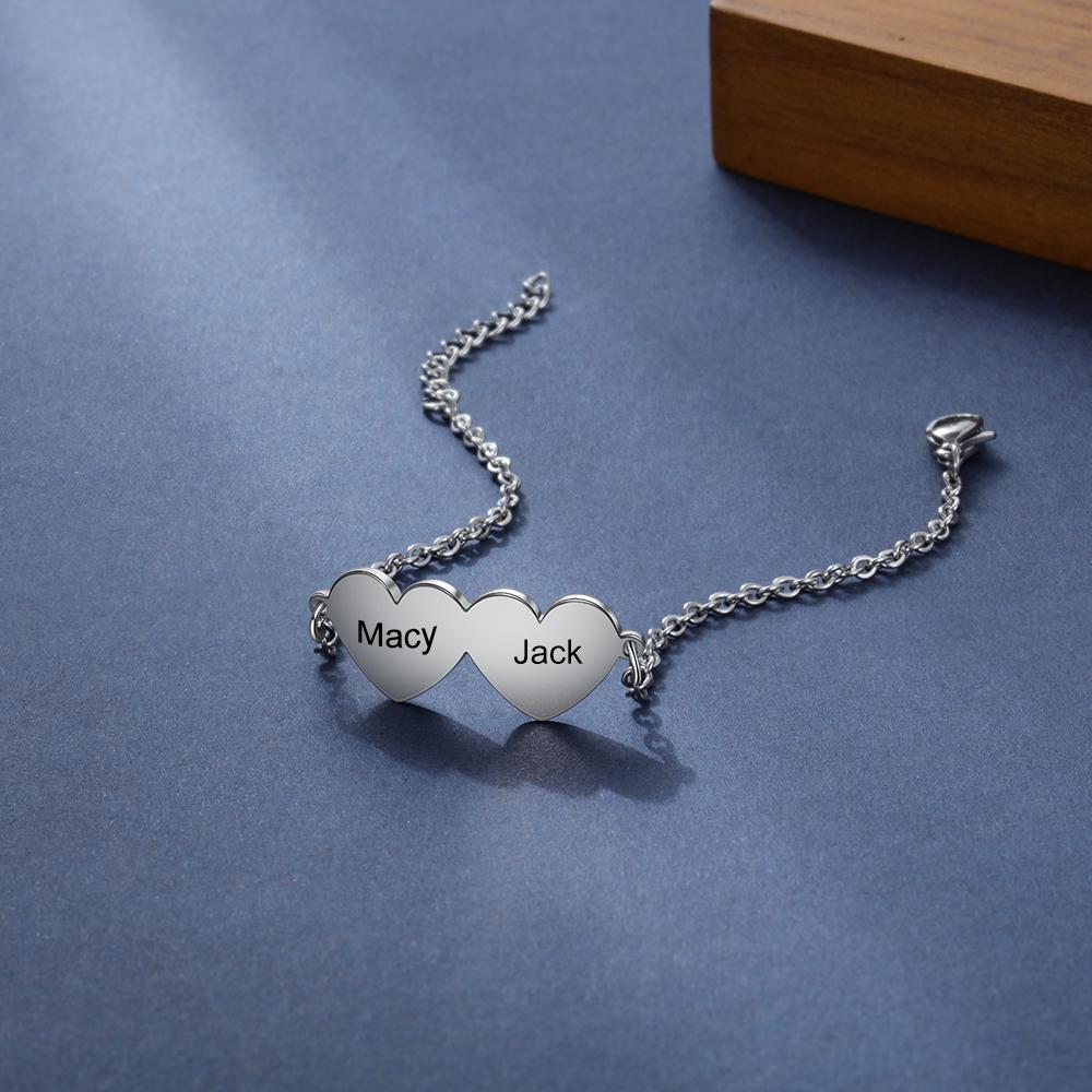 Chain Of Love - 2 Custom Name Sterling Silver Chain Bracelet-Customized Jewel