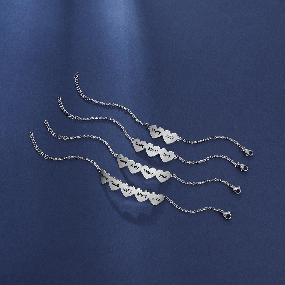 Chain Of Love - 2 Custom Name Sterling Silver Chain Bracelet-Customized Jewel