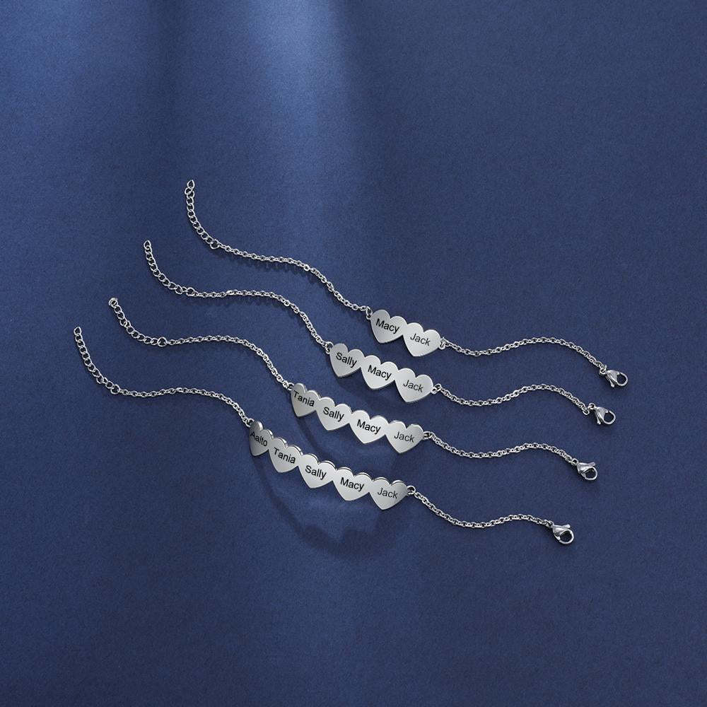 Chain Of Love - 3 Custom Name Sterling Silver Chain Bracelet-Customized Jewel