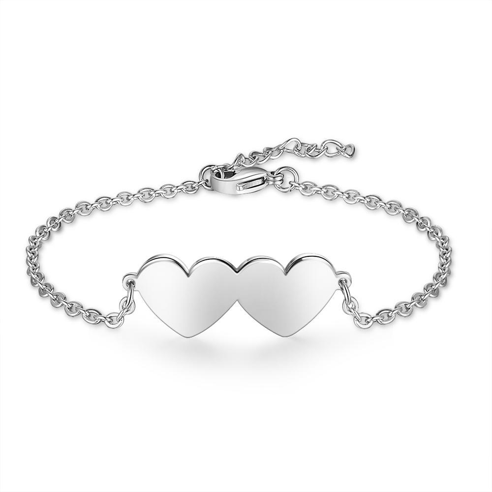 Chain Of Love - 2 Custom Name Sterling Silver Chain Bracelet-Customized Jewel
