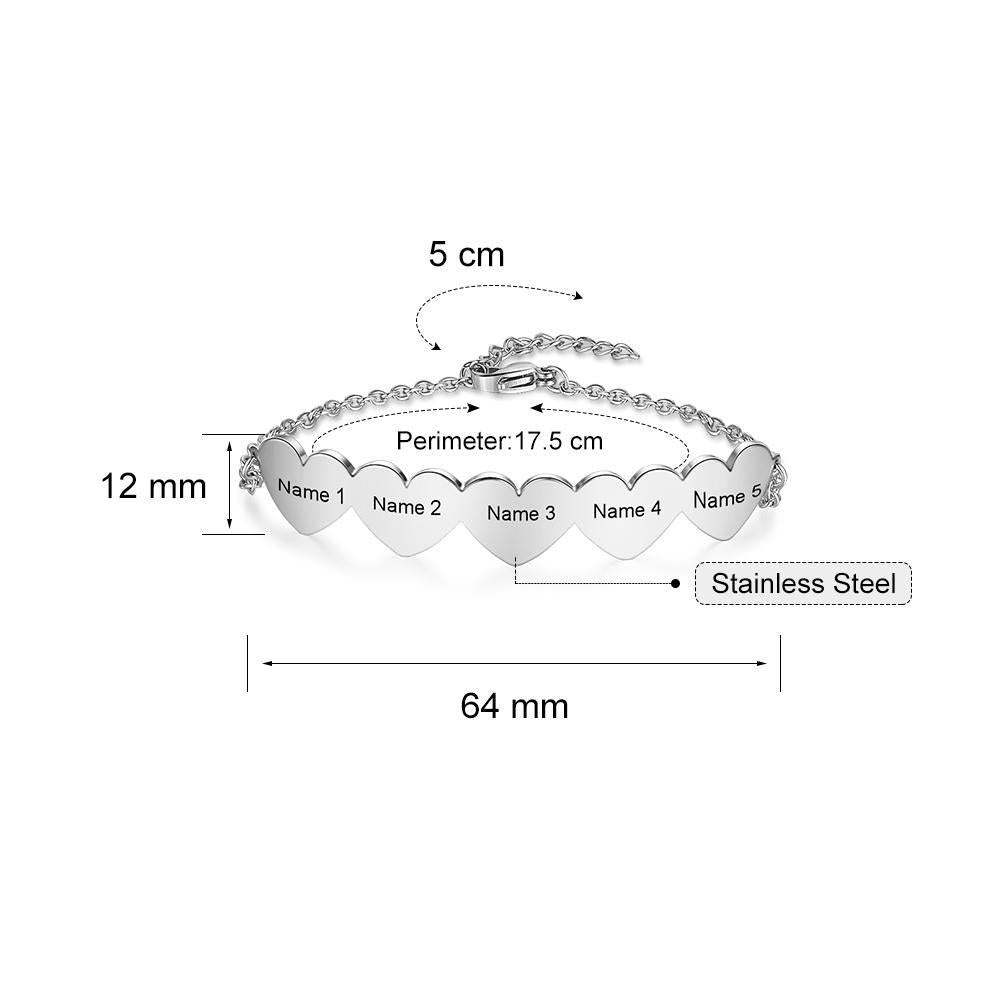 Chain Of Love - 5 Custom Name Sterling Silver Chain Bracelet-Customized Jewel