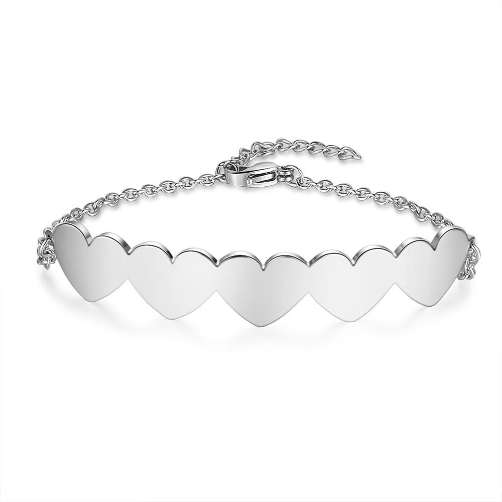 Chain Of Love - 5 Custom Name Sterling Silver Chain Bracelet-Customized Jewel