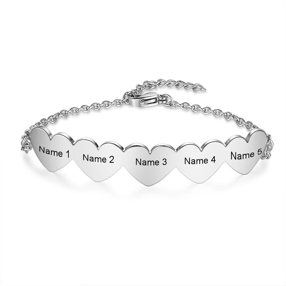 Chain Of Love - 5 Custom Name Sterling Silver Chain Bracelet-Customized Jewel