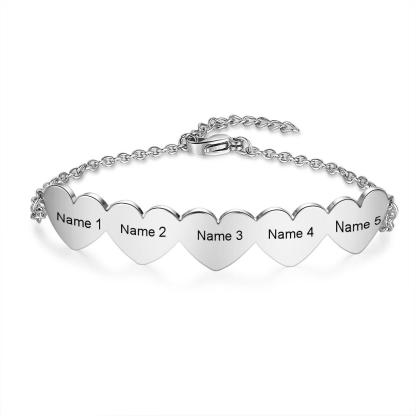 Chain Of Love - 5 Custom Name Sterling Silver Chain Bracelet-Customized Jewel
