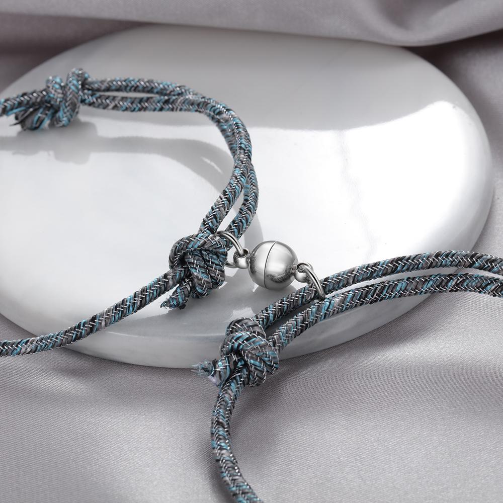 Personalized Magnetic Couples Rope Bracelet-Customized Jewel
