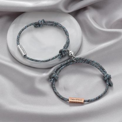 Personalized Magnetic Couples Rope Bracelet-Customized Jewel