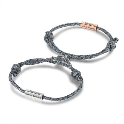 Personalized Magnetic Couples Rope Bracelet-Customized Jewel