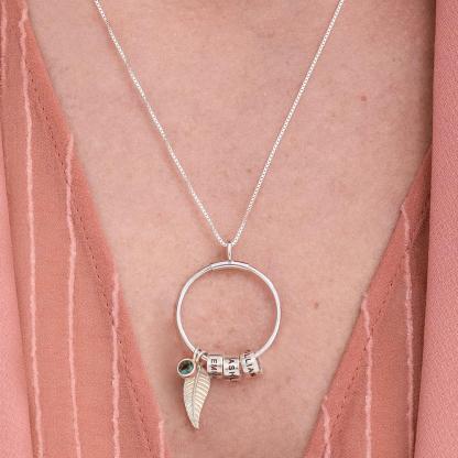 Custom Circle Pendant Necklace - 1 Custom Name & Birthstone-Customized Jewel