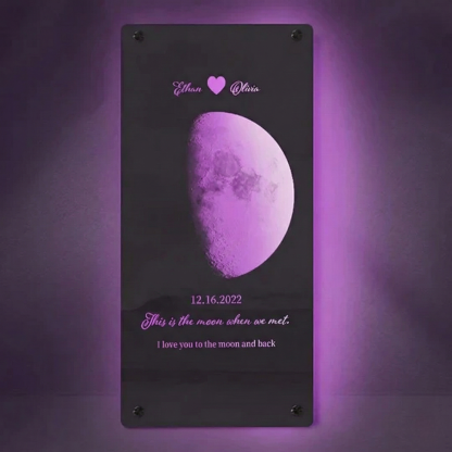 Custom Couple Anniversary Moon Phase Mirror Light - Romantic Valentine's Day Gift