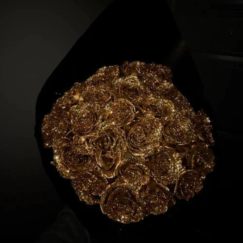 Elegant Rose Flower Bouquet With Ribbon Timeless Gift-Customized Jewels