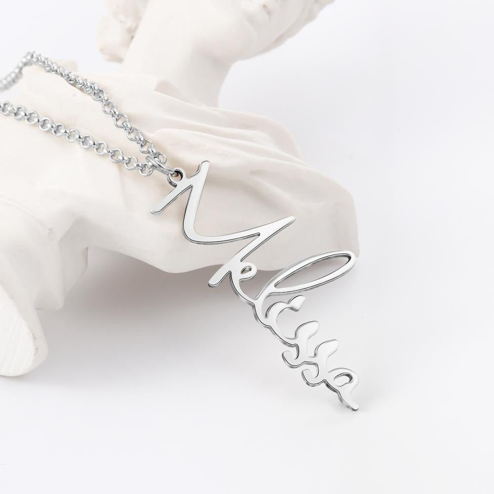 Vertical Customized Cursive Nameplate-Customized Jewel