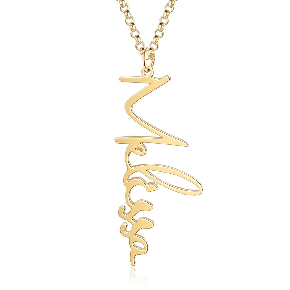 Vertical Customized Cursive Nameplate-Customized Jewel