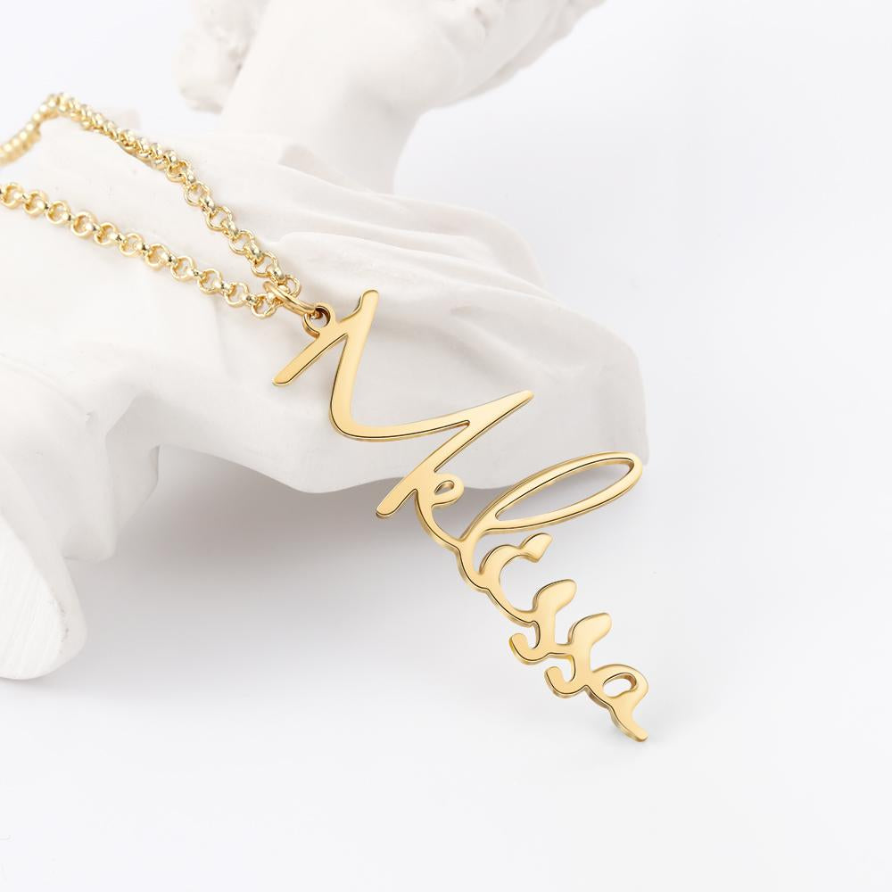 Vertical Customized Cursive Nameplate-Customized Jewel