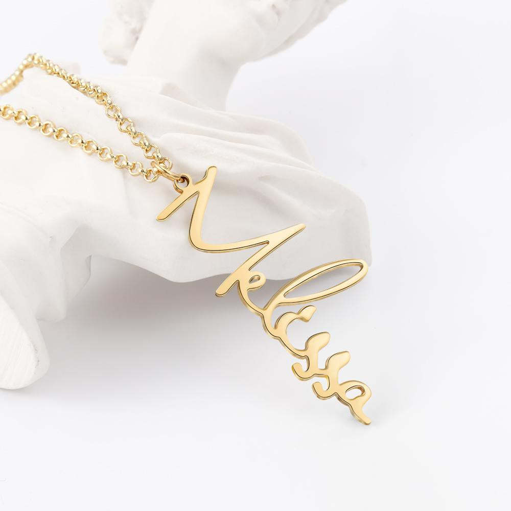 Vertical Customized Cursive Nameplate-Customized Jewel