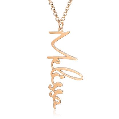 Vertical Customized Cursive Nameplate-Customized Jewel