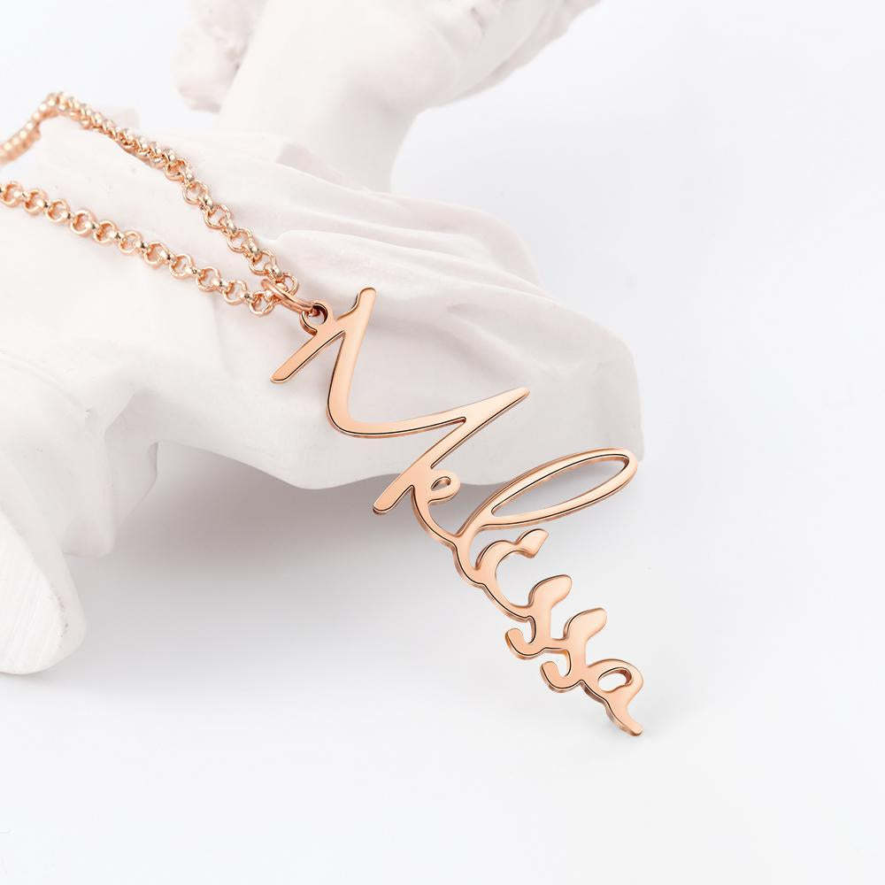 Vertical Customized Cursive Nameplate-Customized Jewel