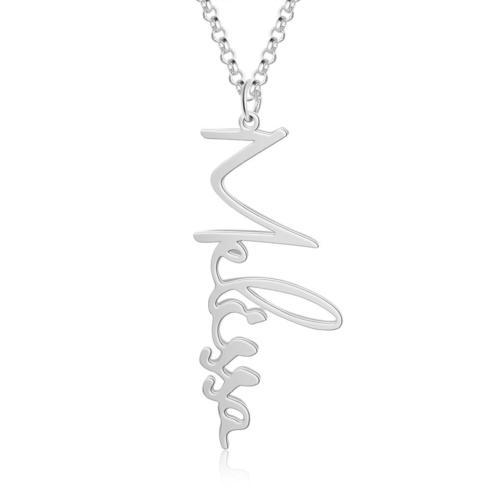 Vertical Customized Cursive Nameplate-Customized Jewel