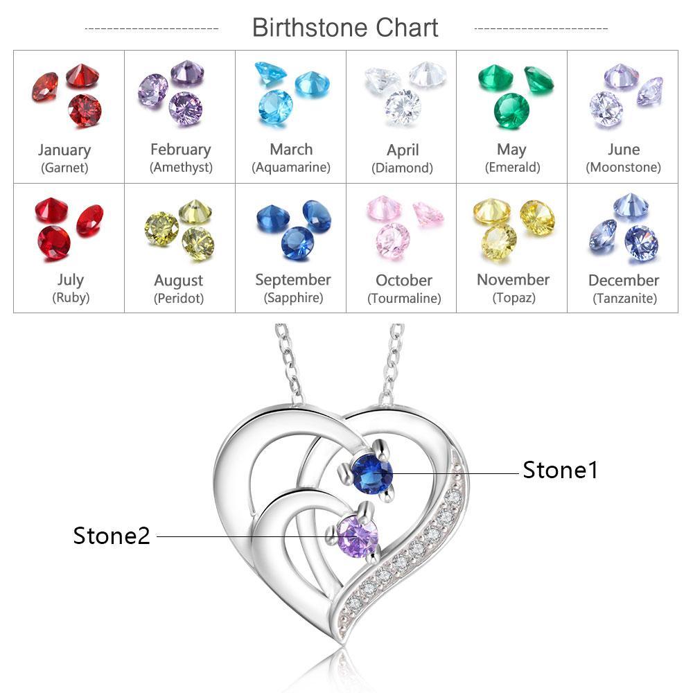 Into Love Sterling Silver Necklace - 2 Birthstone & Custom Names-Customized Jewel