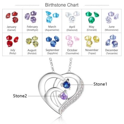 Into Love Sterling Silver Necklace - 2 Birthstone & Custom Names-Customized Jewel