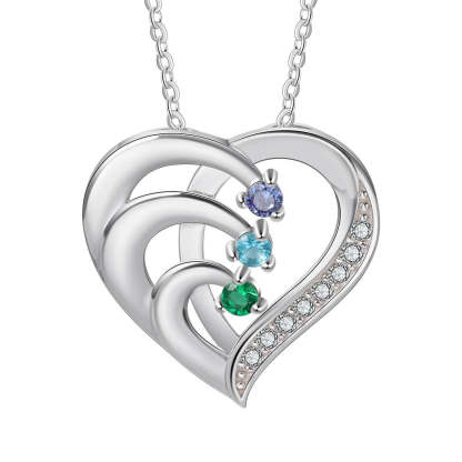Into Love Sterling Silver Necklace - 3 Birthstone & Custom Names-Customized Jewel
