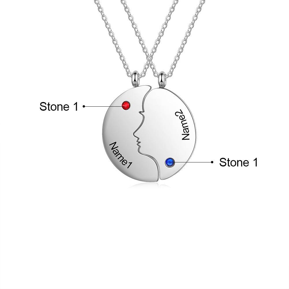 Connect Us Together Sterling Silver Necklace - 2 Custom Names & Birthstones-Customized Jewel