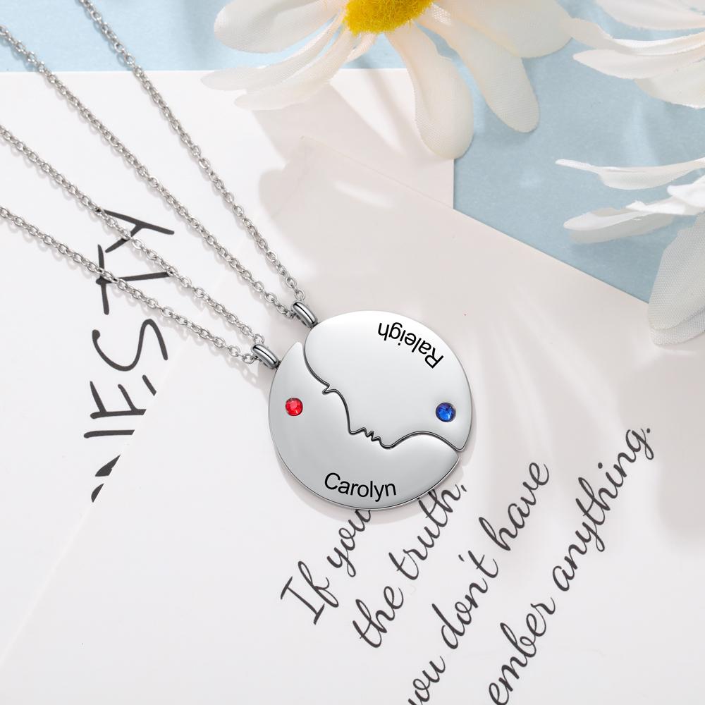 Connect Us Together Sterling Silver Necklace - 2 Custom Names & Birthstones-Customized Jewel