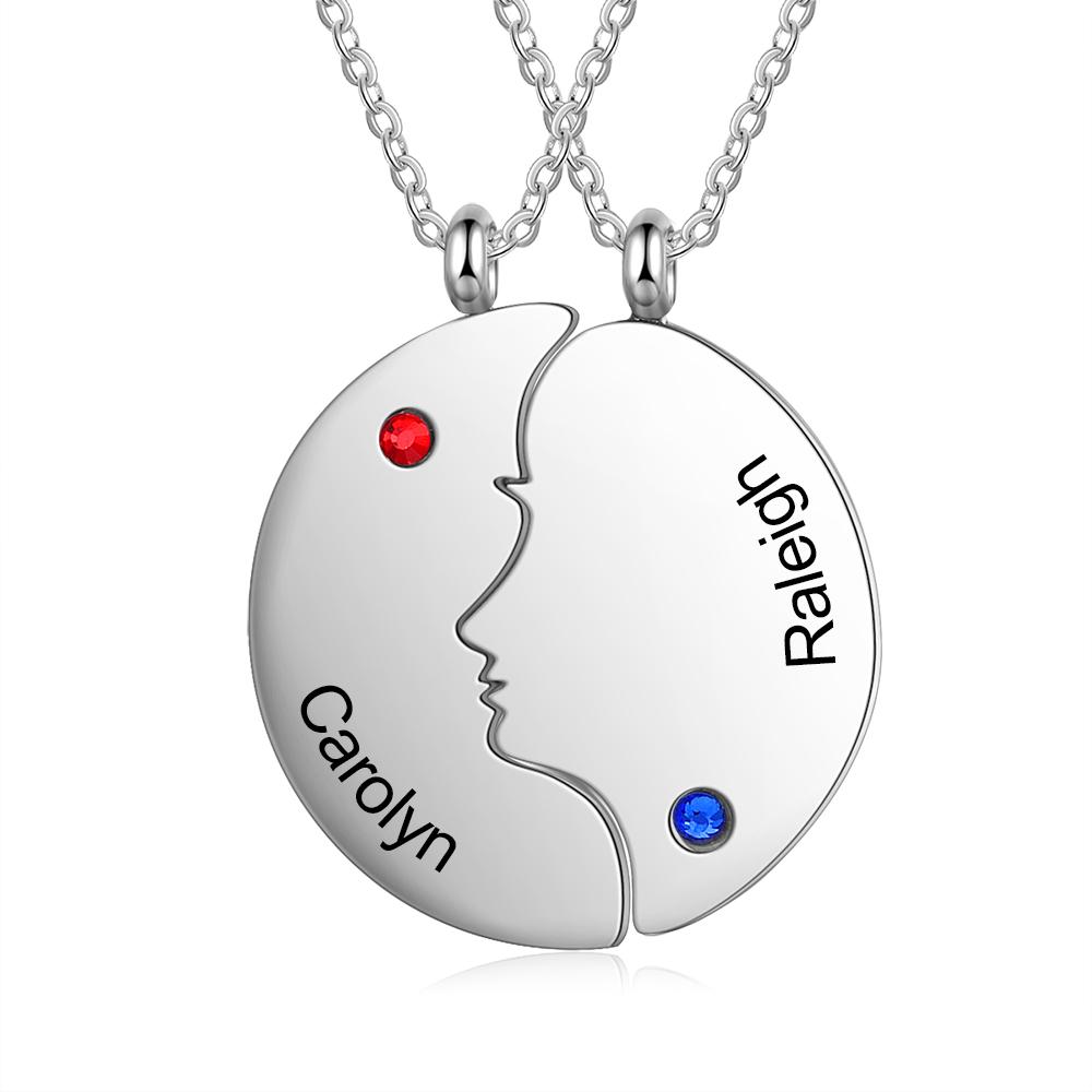 Connect Us Together Sterling Silver Necklace - 2 Custom Names & Birthstones-Customized Jewel