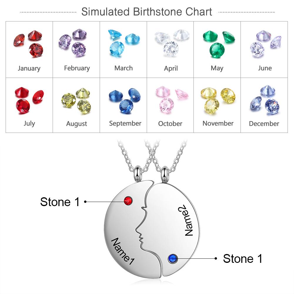 Connect Us Together Sterling Silver Necklace - 2 Custom Names & Birthstones-Customized Jewel