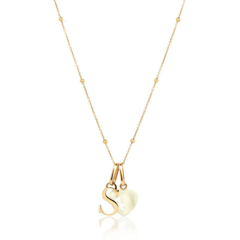 Pearl Birthstone And Initial Letters Pendant Chain Necklace-Customized Jewel