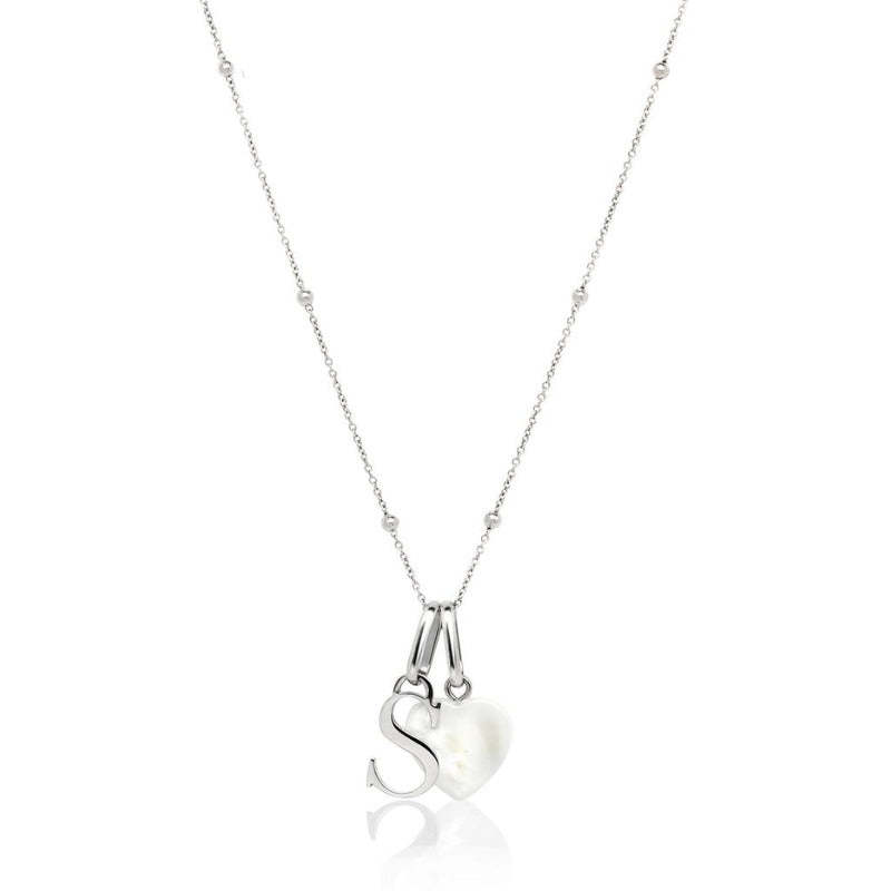 Silver Tone Chain Necklace With Initial Charm And Birthstone Pendant-Customized Jewel
