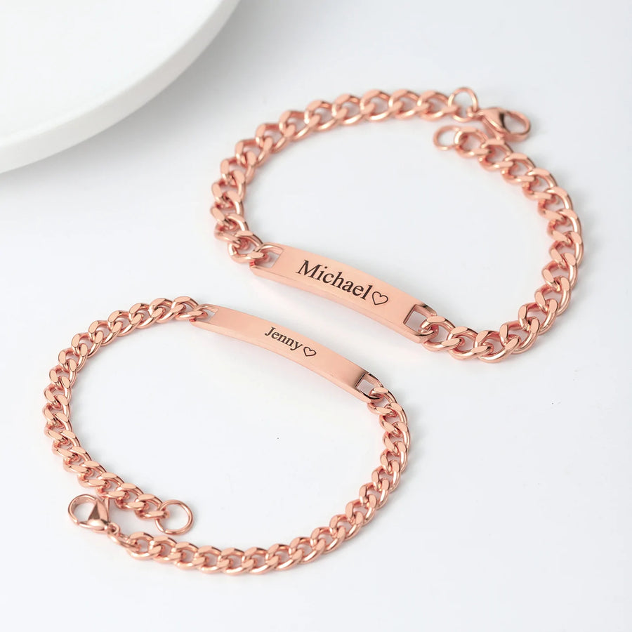 Personalized Couples Engraved Bracelet Set-Customized Jewel