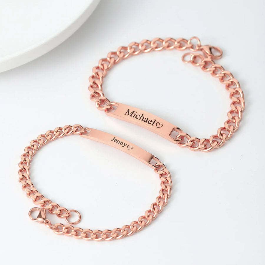 Personalized Couples Engraved Bracelet Set-Customized Jewel