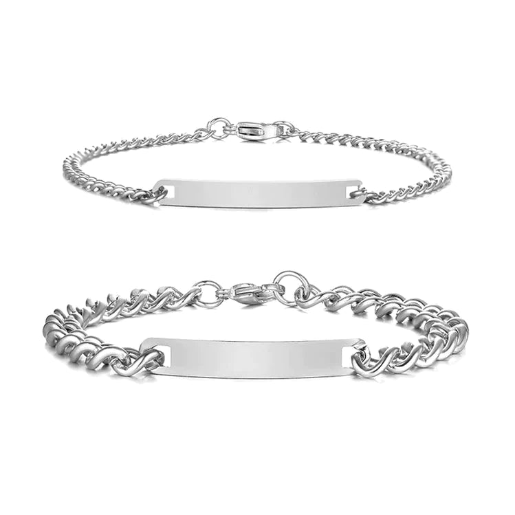Personalized Couples Engraved Bracelet Set-Customized Jewel