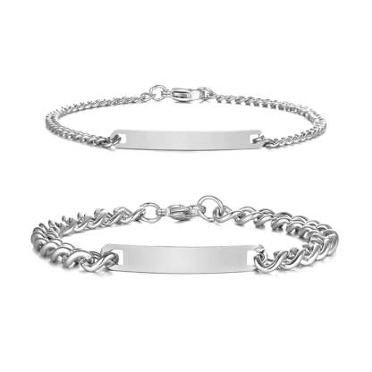 Personalized Couples Engraved Bracelet Set-Customized Jewel