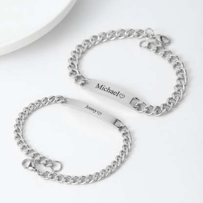 Personalized Couples Engraved Bracelet Set-Customized Jewel