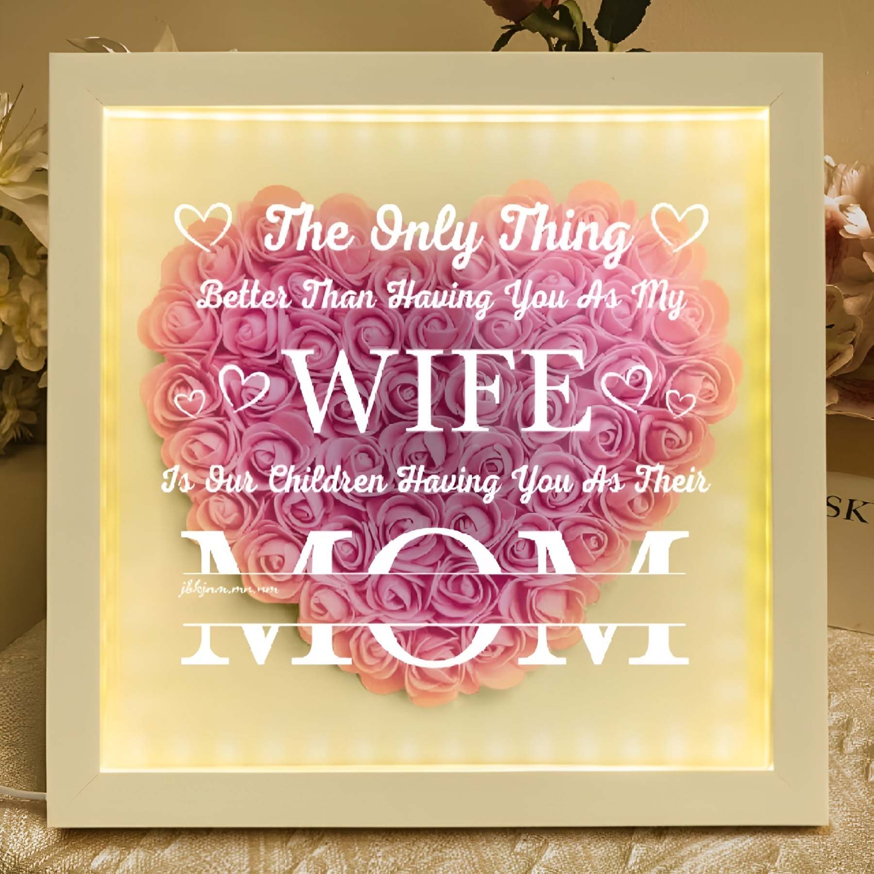 Personalized Flower Shadow Box With LED Light For Mothers Day-Customized Jewel