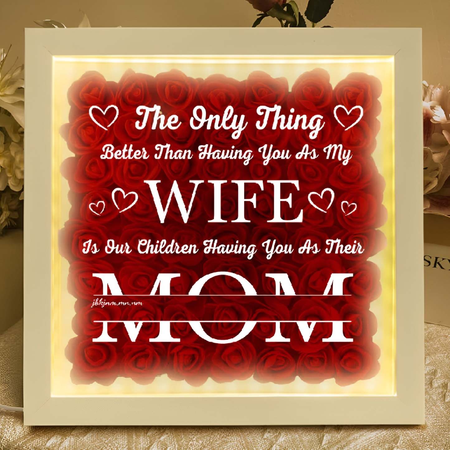 Personalized Flower Shadow Box With LED Light For Mothers Day-Customized Jewel