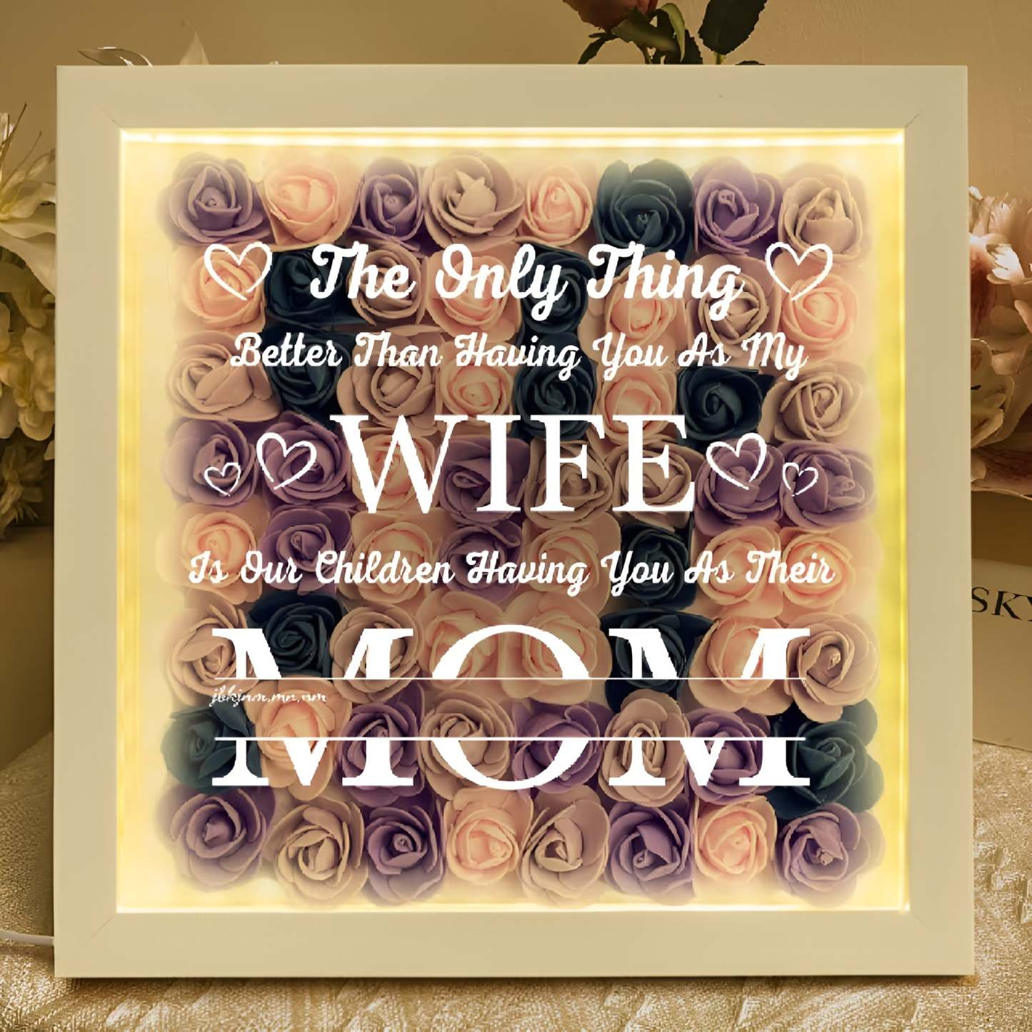 Personalized Flower Shadow Box With LED Light For Mothers Day-Customized Jewel