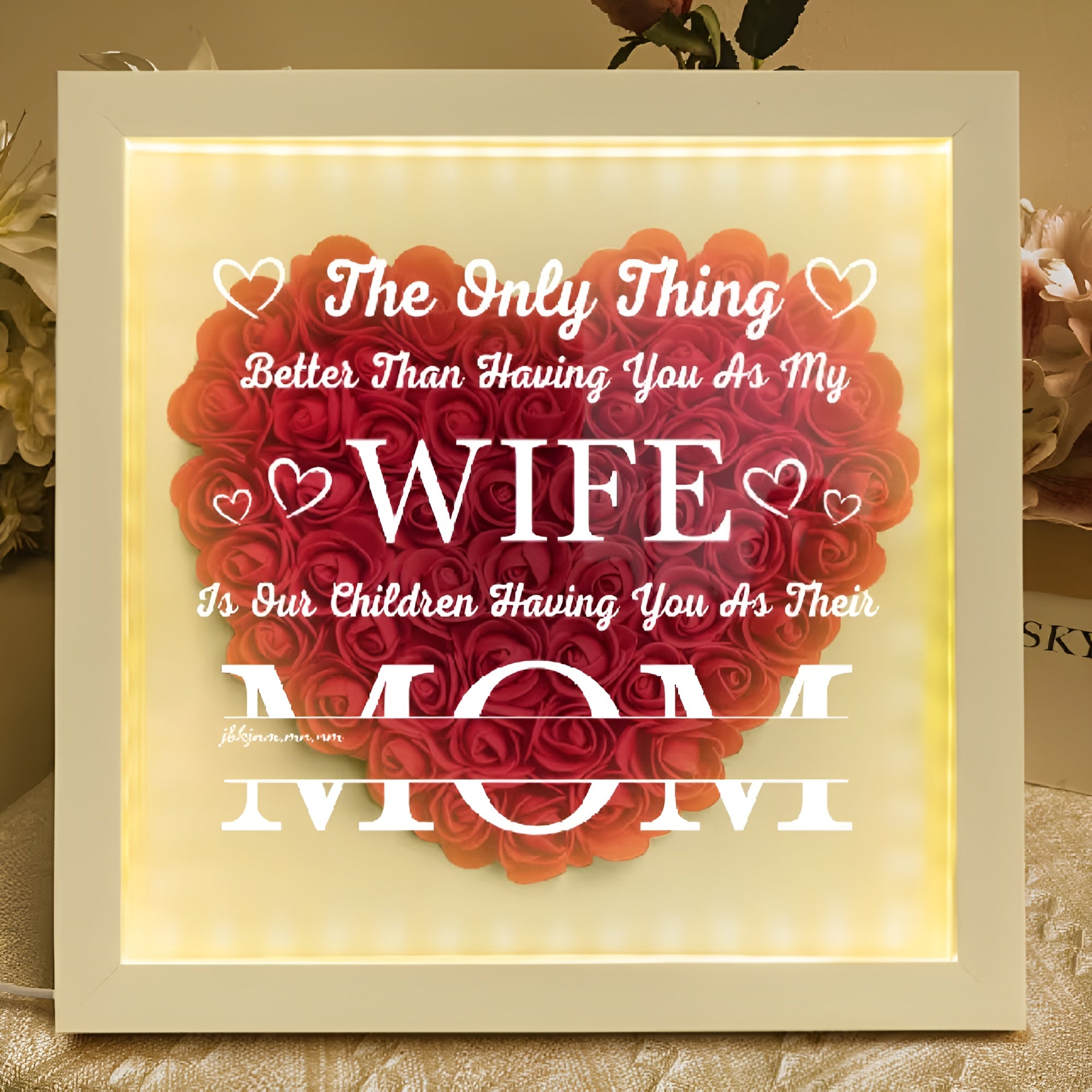 Personalized Flower Shadow Box With LED Light For Mothers Day-Customized Jewel