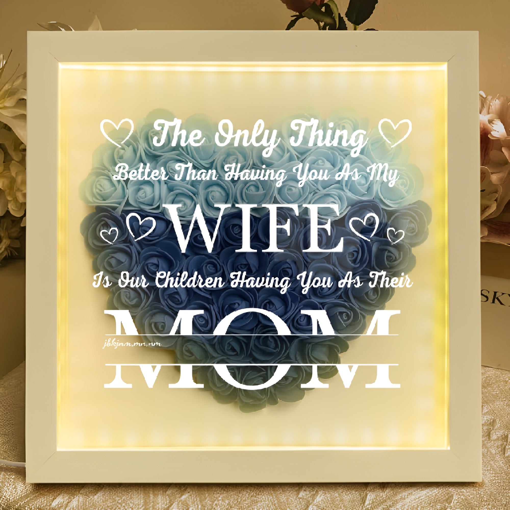 Personalized Flower Shadow Box With LED Light For Mothers Day-Customized Jewel