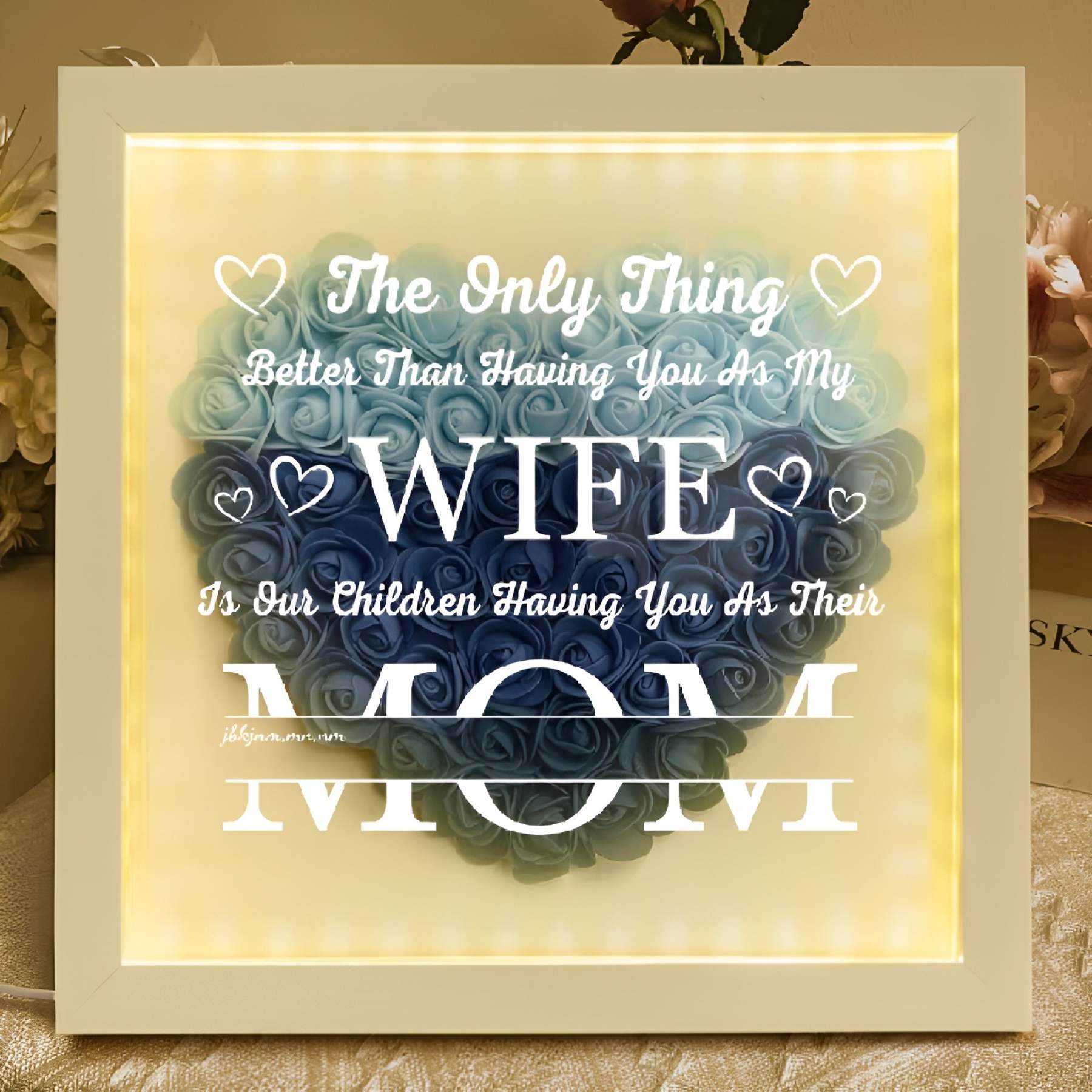 Personalized Flower Shadow Box With LED Light For Mothers Day-Customized Jewel