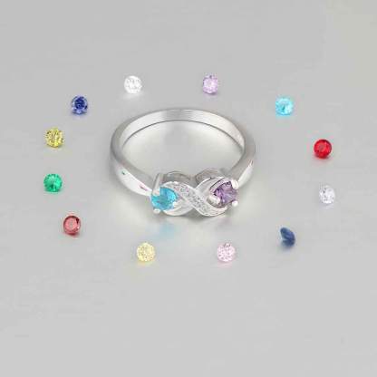 Infinity Lover 925 Sterling Silver Ring - 2 Custom Name & Birthstone-Customized Jewel