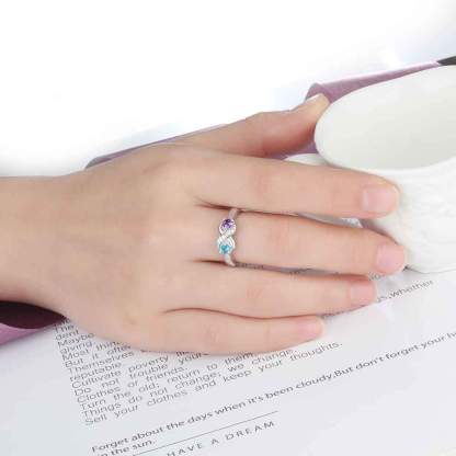 Infinity Lover 925 Sterling Silver Ring - 2 Custom Name & Birthstone-Customized Jewel